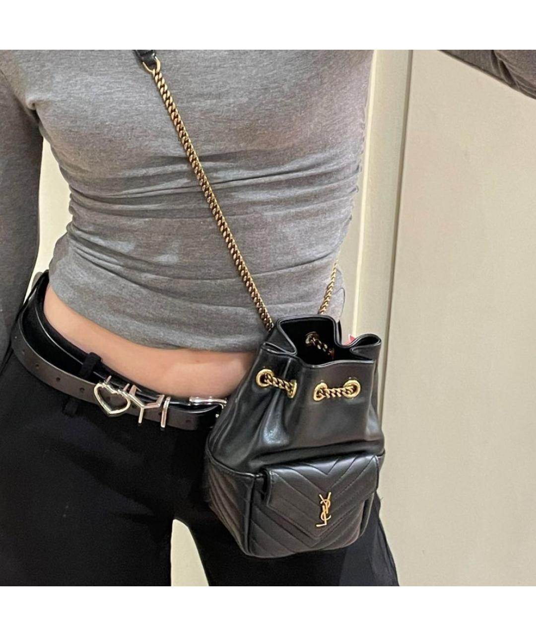 SAINT LAURENT Черная кожаная сумка через плечо, фото 8
