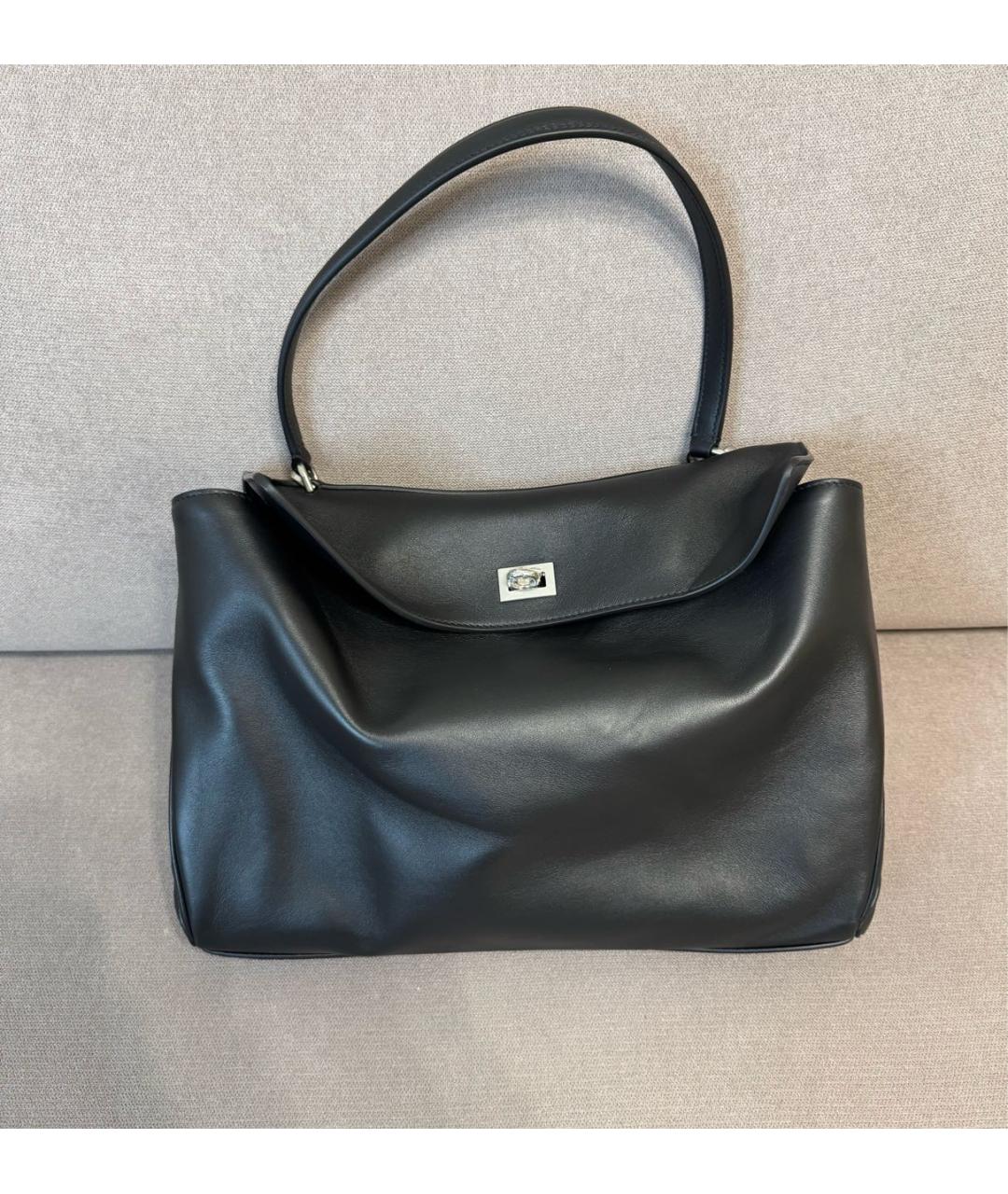 BALENCIAGA Черная кожаная сумка тоут, фото 2