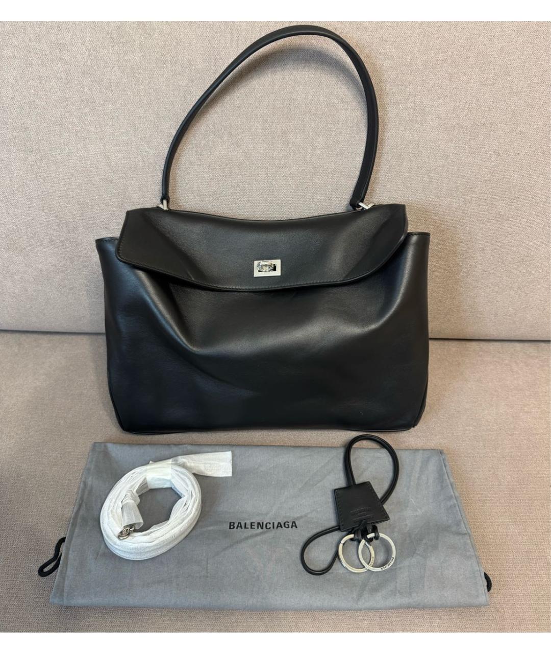 BALENCIAGA Черная кожаная сумка тоут, фото 7