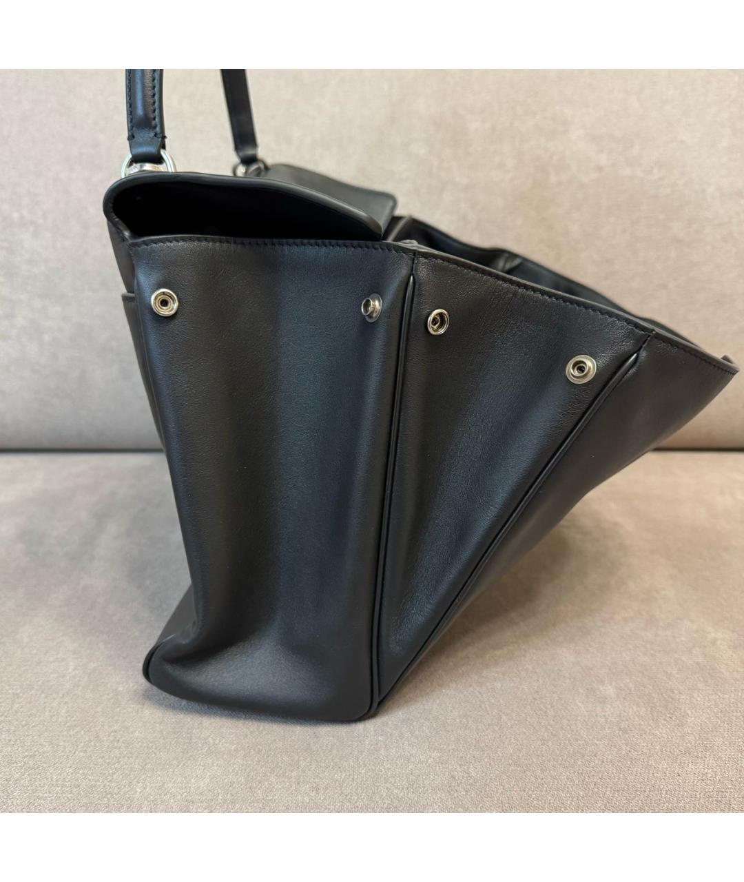 BALENCIAGA Черная кожаная сумка тоут, фото 5