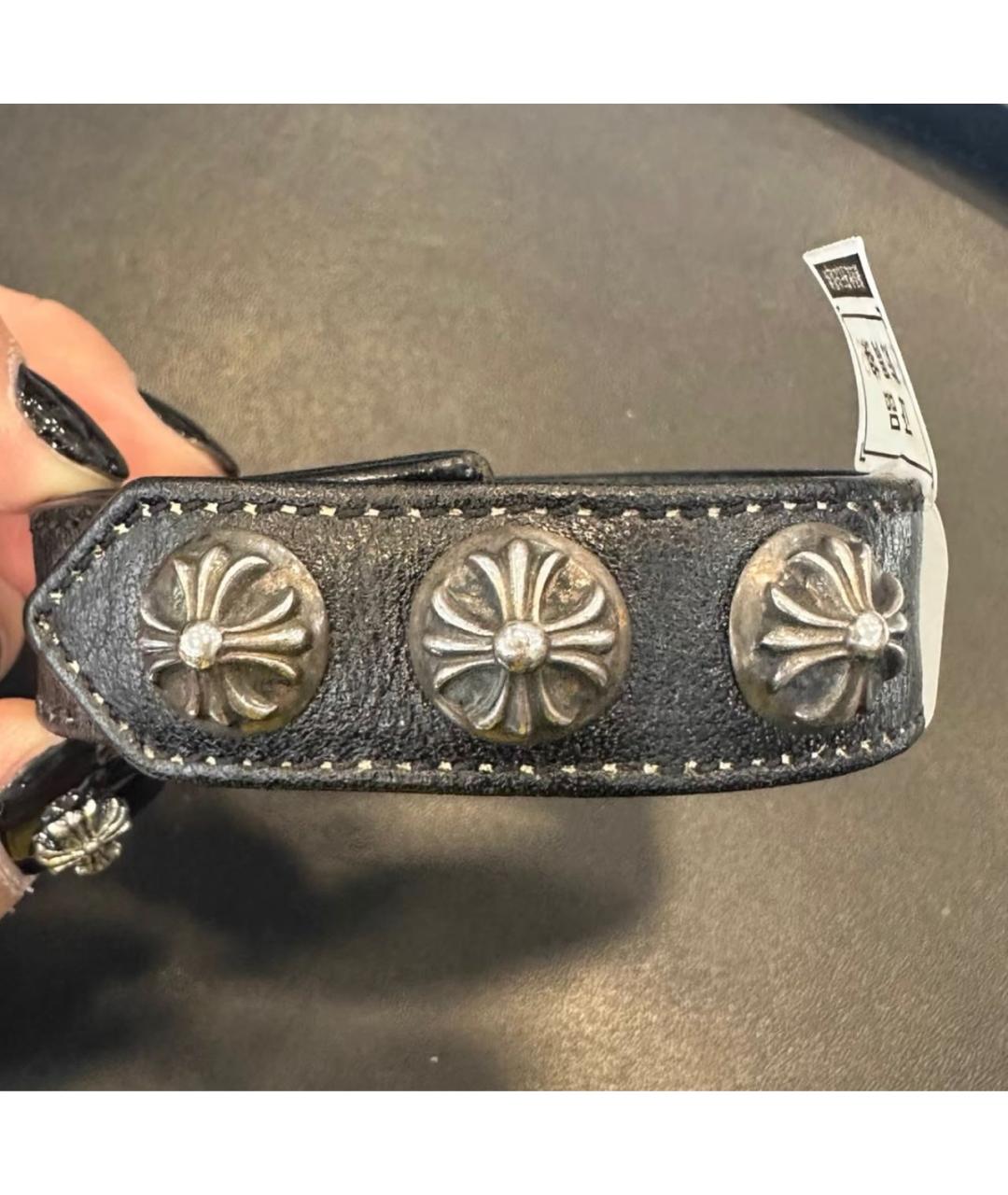 CHROME HEARTS Черный кожаный браслет, фото 2