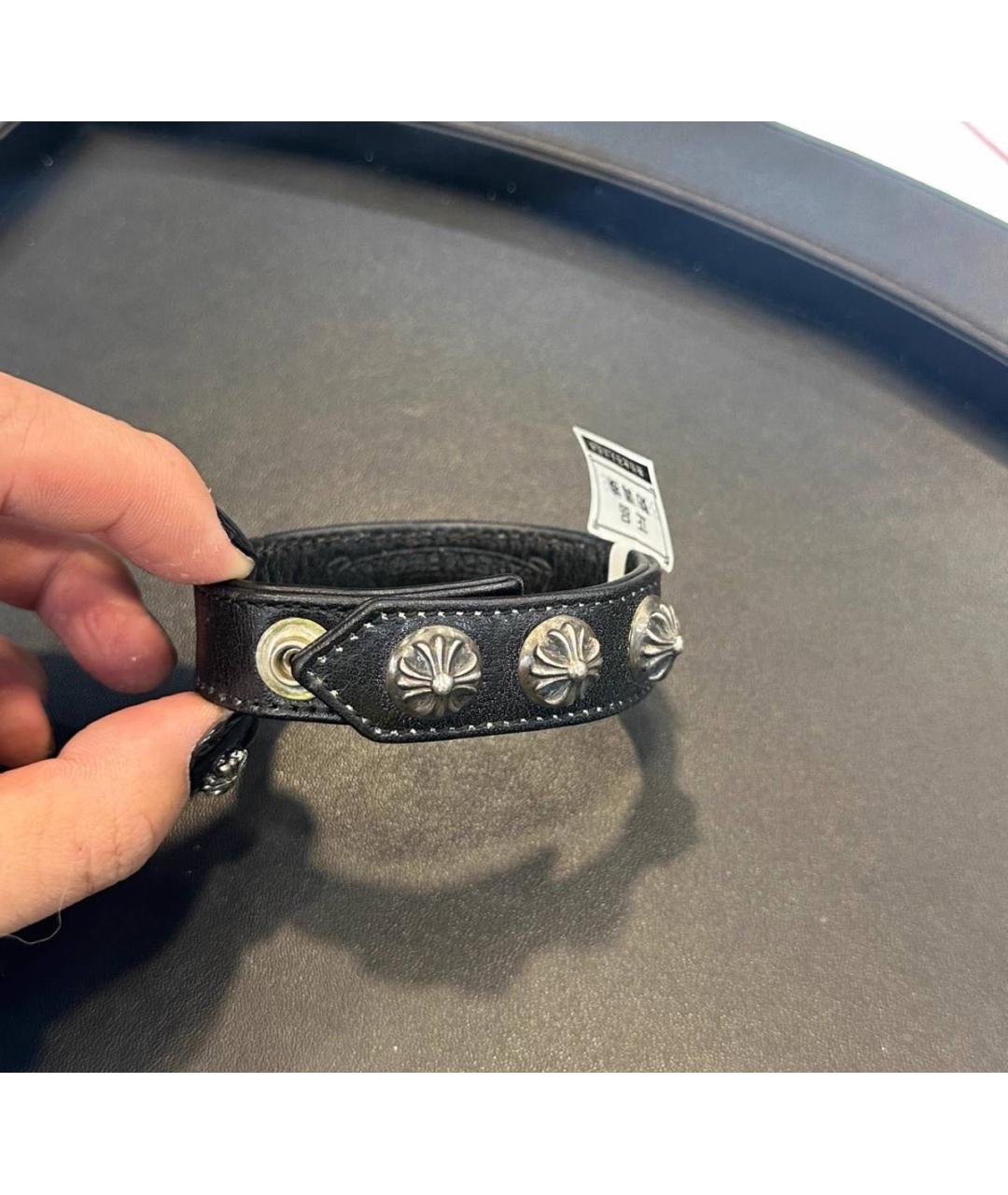 CHROME HEARTS Черный кожаный браслет, фото 4