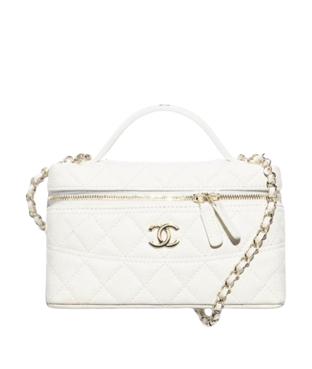 CHANEL Белая кожаная сумка с короткими ручками, фото 1