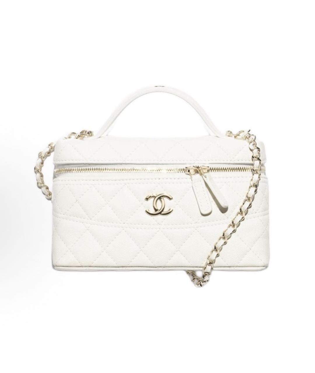 CHANEL Белая кожаная сумка с короткими ручками, фото 8
