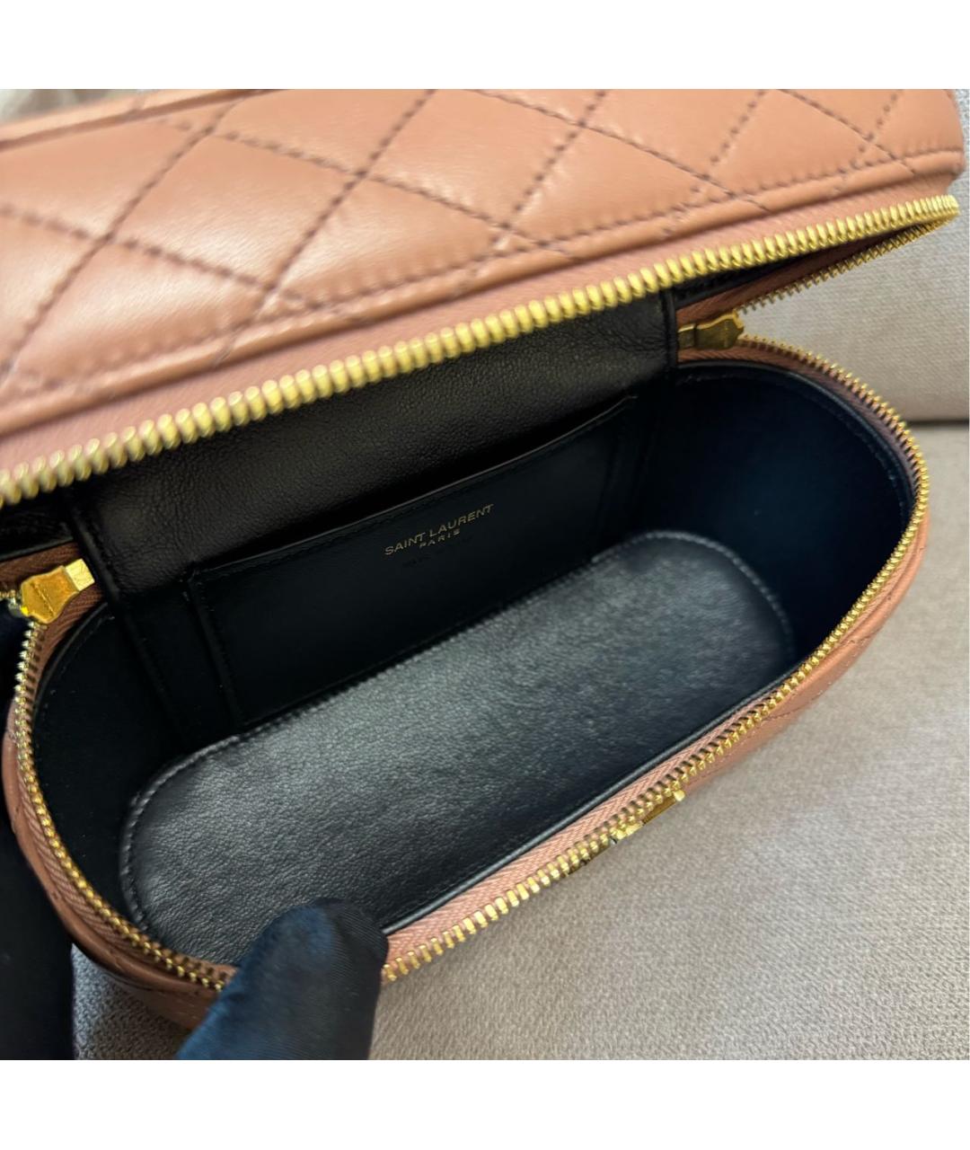 SAINT LAURENT Бежевая кожаная сумка через плечо, фото 6
