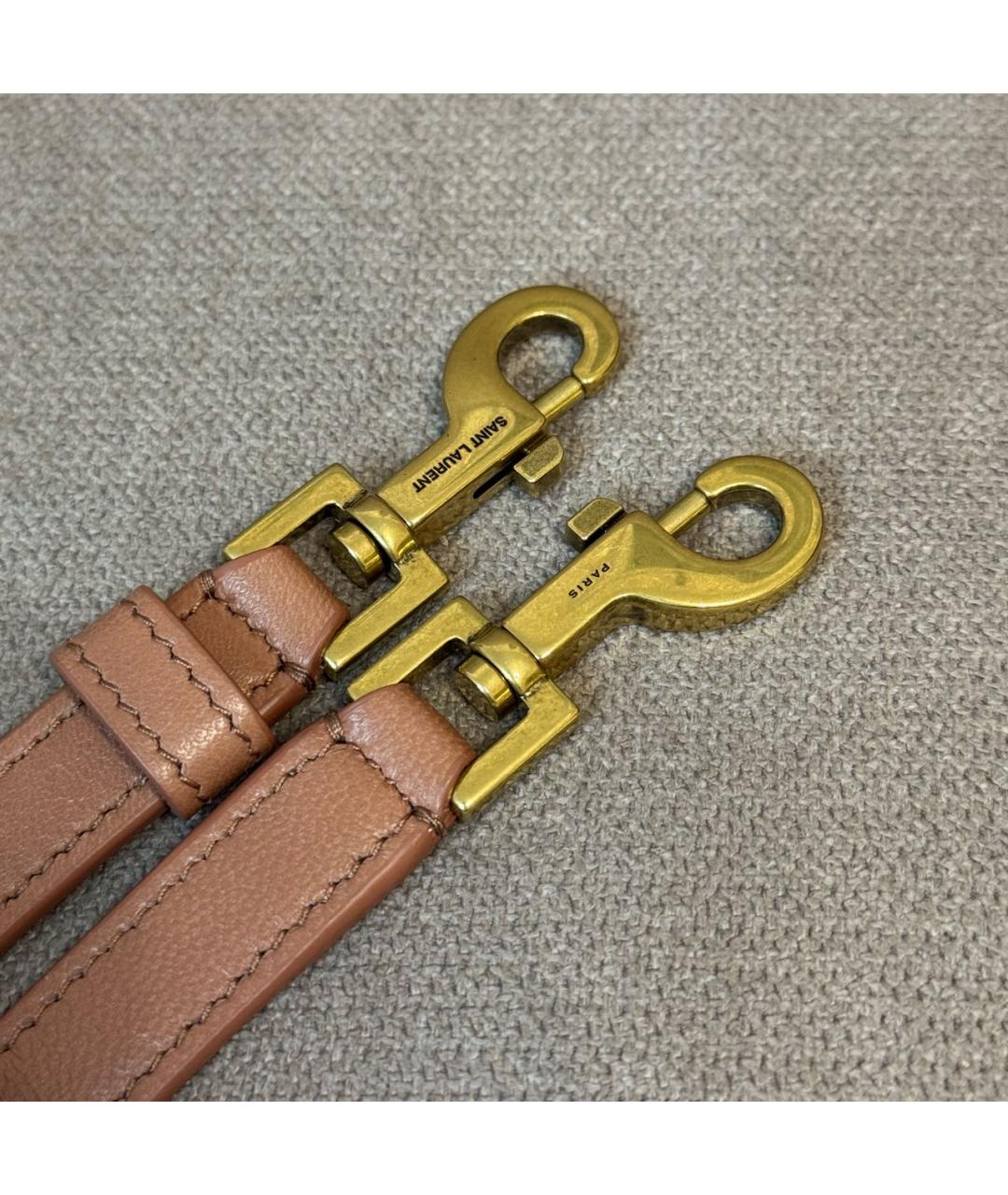 SAINT LAURENT Бежевая кожаная сумка через плечо, фото 7