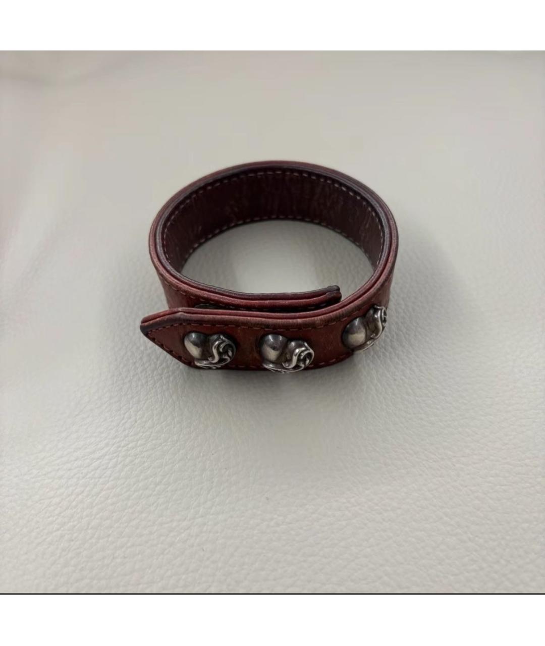 CHROME HEARTS Бордовый кожаный браслет, фото 2