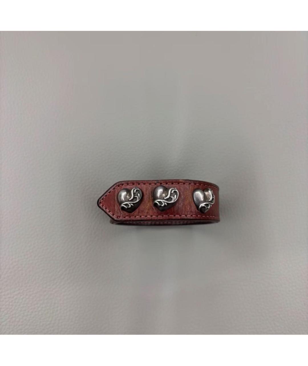 CHROME HEARTS Бордовый кожаный браслет, фото 6