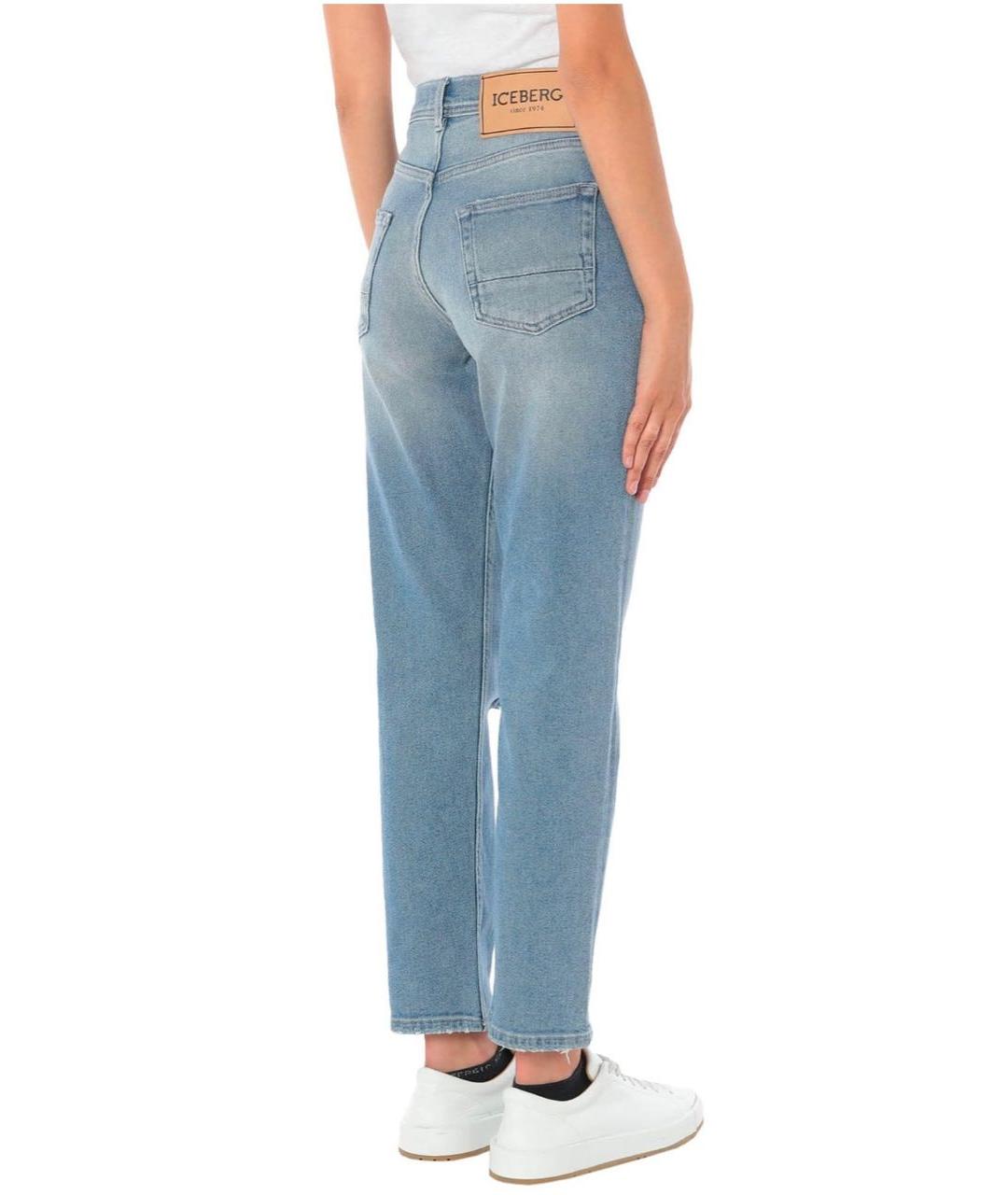 ICEBERG Голубые хлопко-эластановые прямые джинсы, фото 5