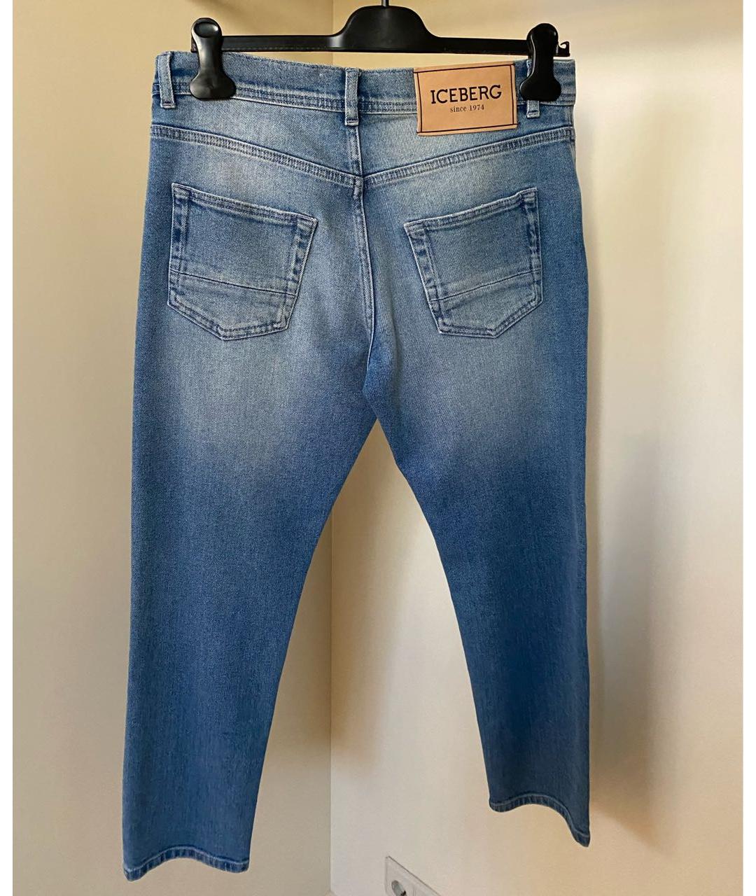 ICEBERG Голубые хлопко-эластановые прямые джинсы, фото 7