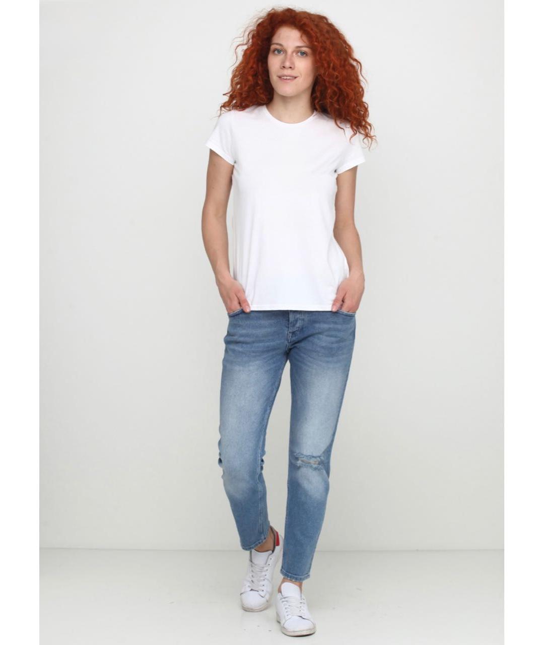 ICEBERG Голубые хлопко-эластановые прямые джинсы, фото 2