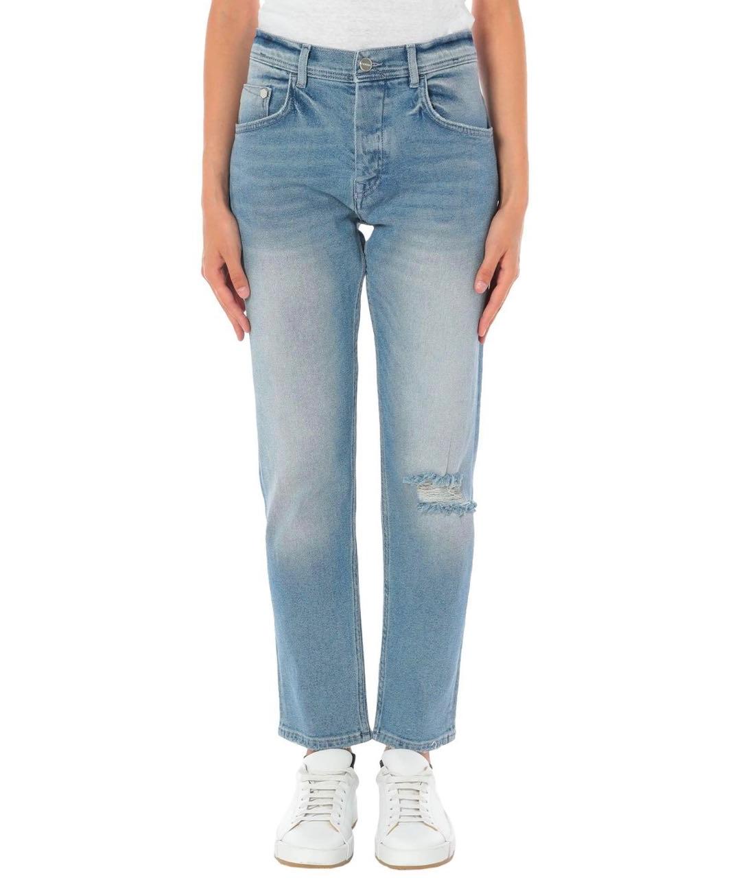 ICEBERG Голубые хлопко-эластановые прямые джинсы, фото 4