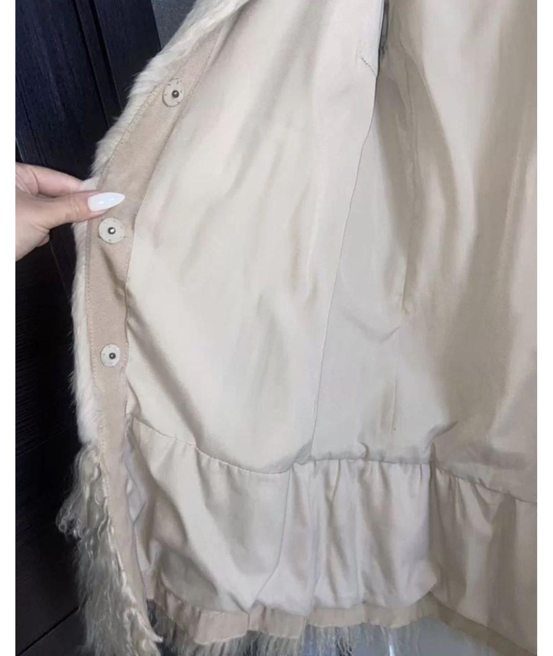 RED VALENTINO Бежевая меховая шуба, фото 5