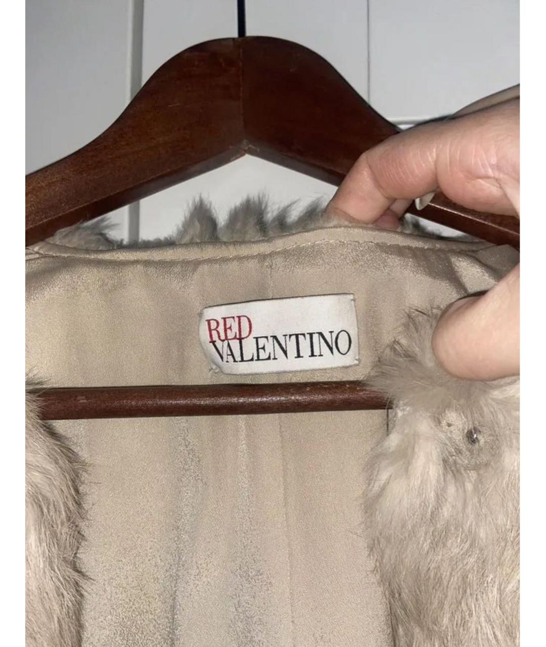 RED VALENTINO Бежевая меховая шуба, фото 3