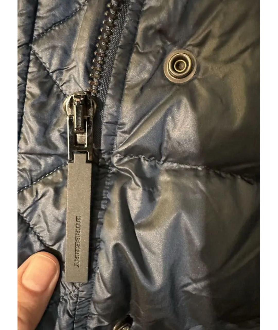 BURBERRY Темно-синий полиэстеровый пуховик, фото 4