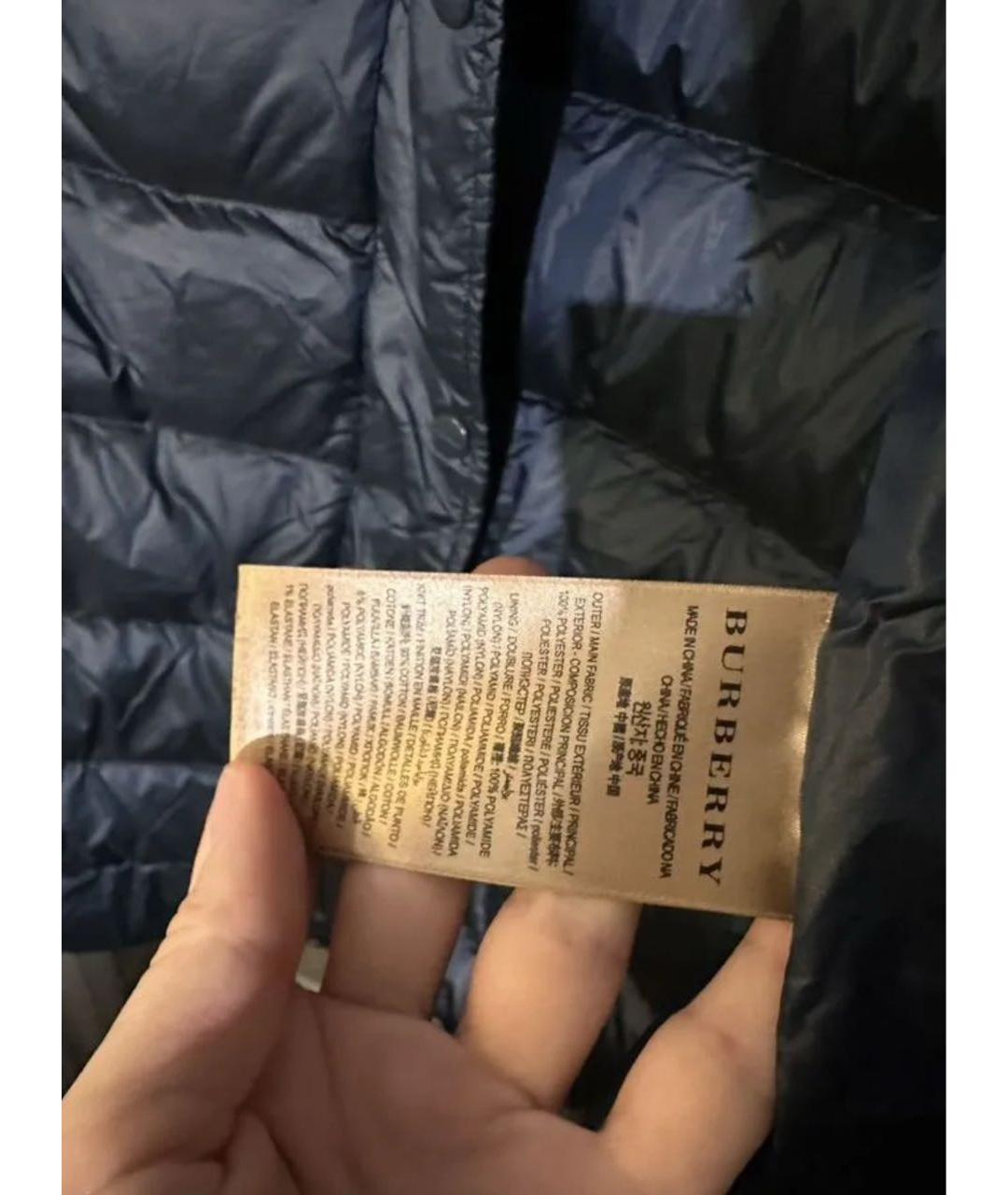 BURBERRY Темно-синий полиэстеровый пуховик, фото 7