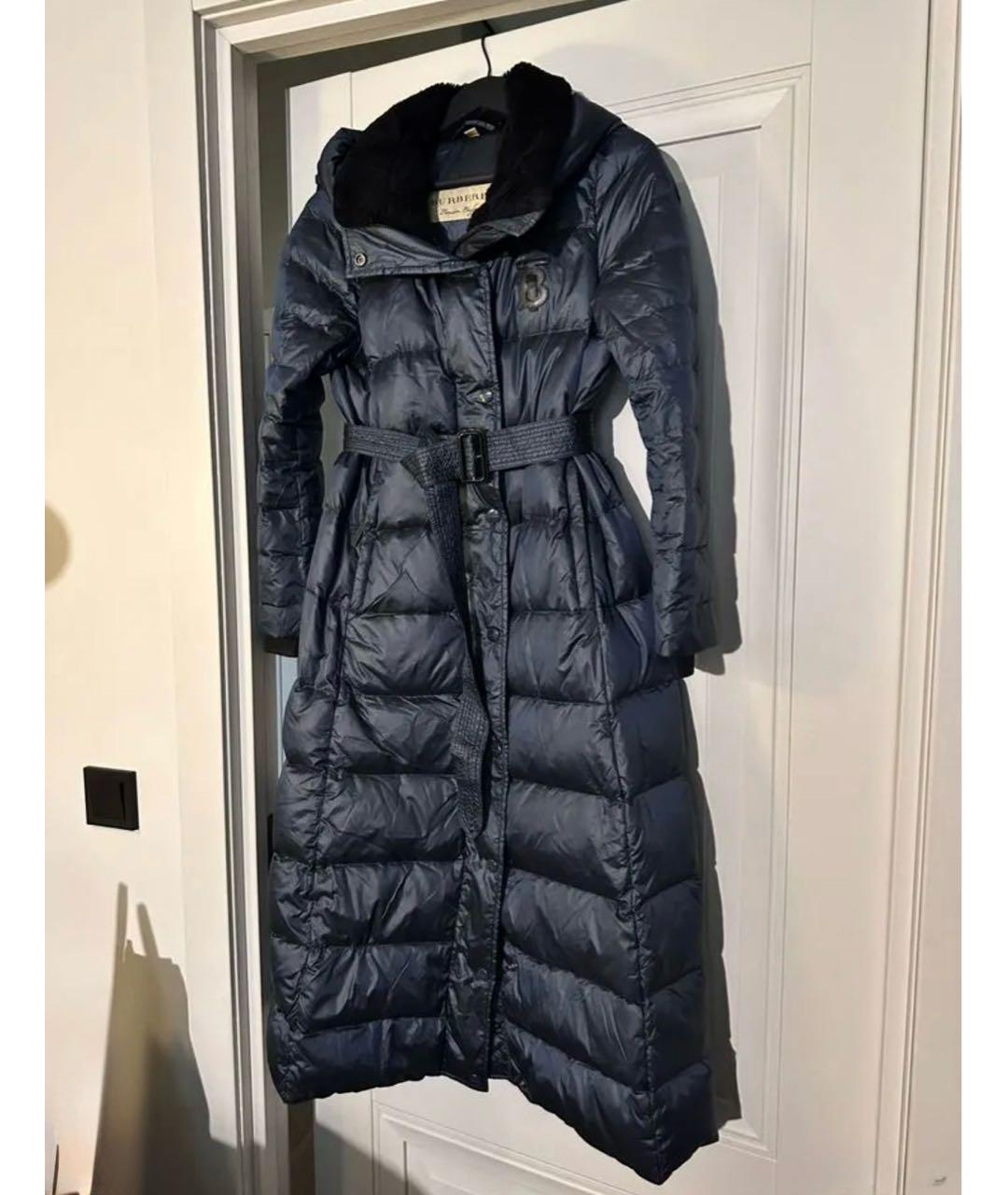 BURBERRY Темно-синий полиэстеровый пуховик, фото 9