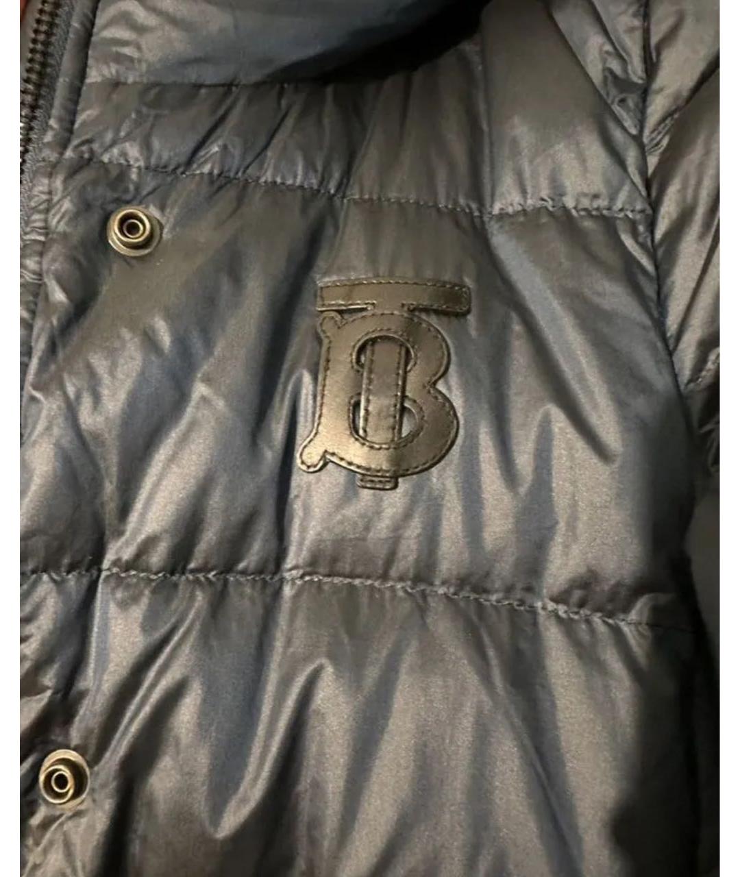 BURBERRY Темно-синий полиэстеровый пуховик, фото 6