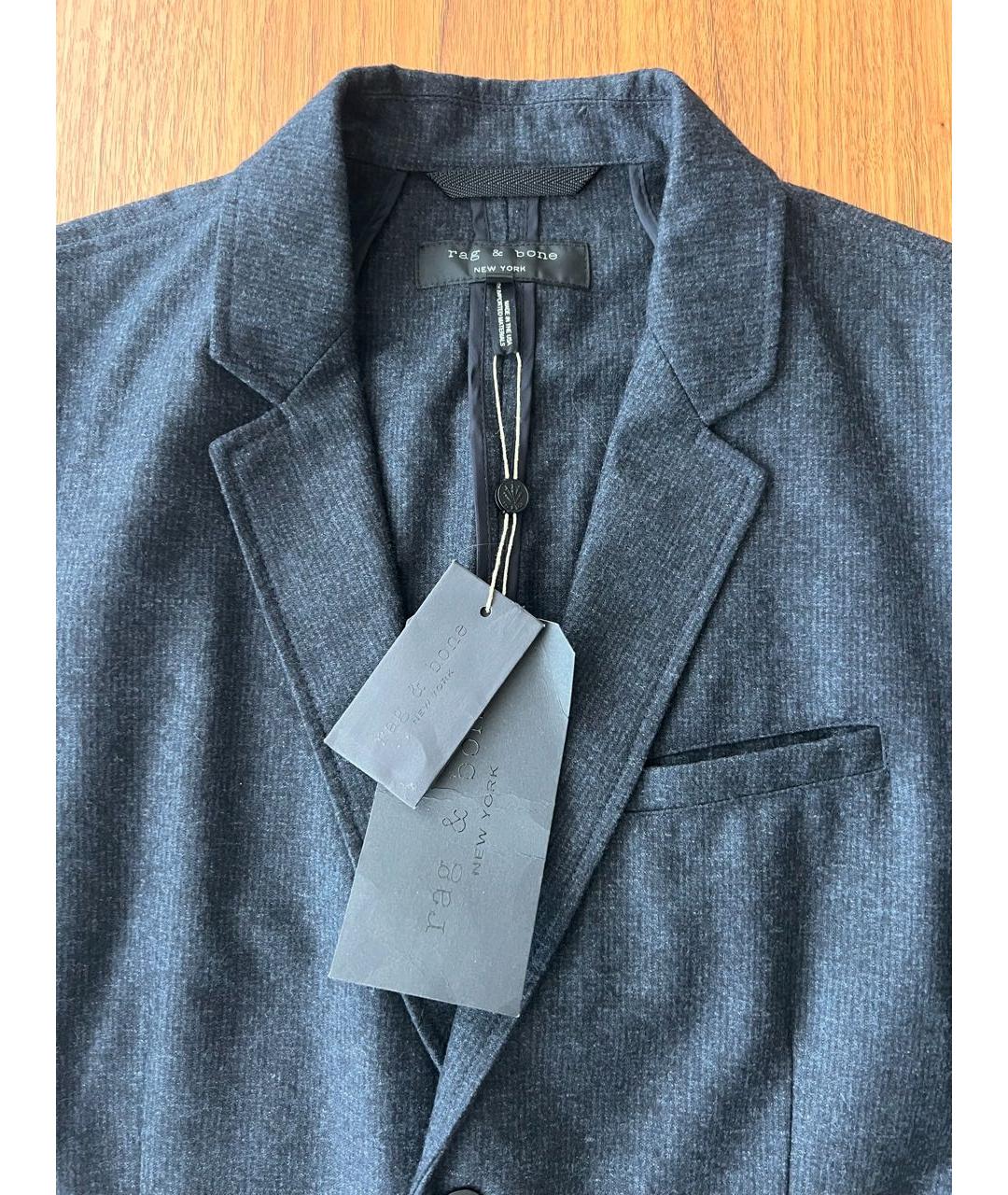 RAG & BONE Темно-синий шерстяной пиджак, фото 3