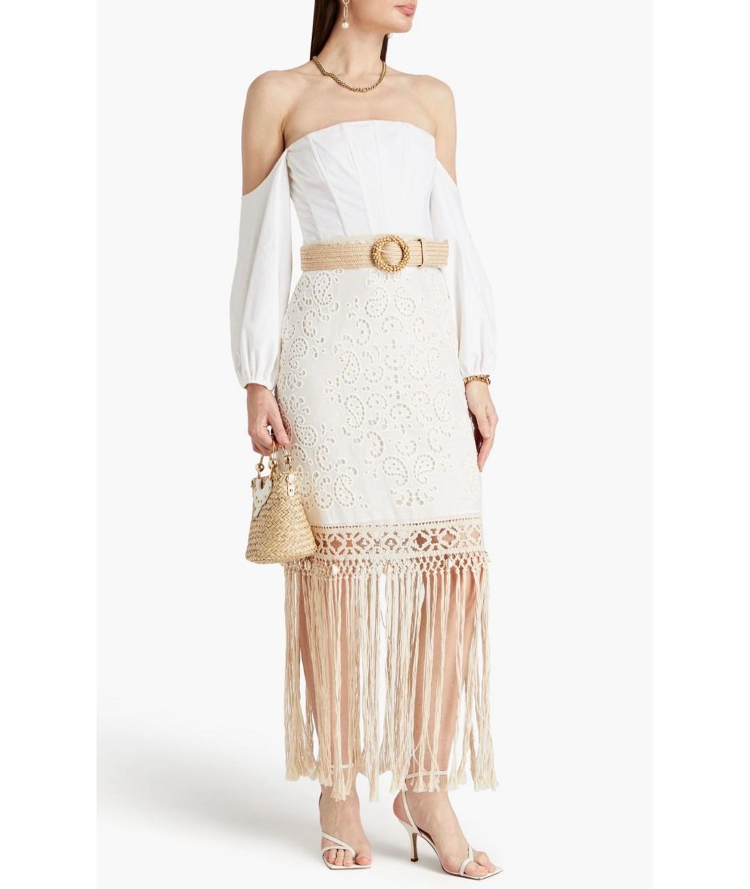 ZIMMERMANN Белая хлопковая юбка миди, фото 2
