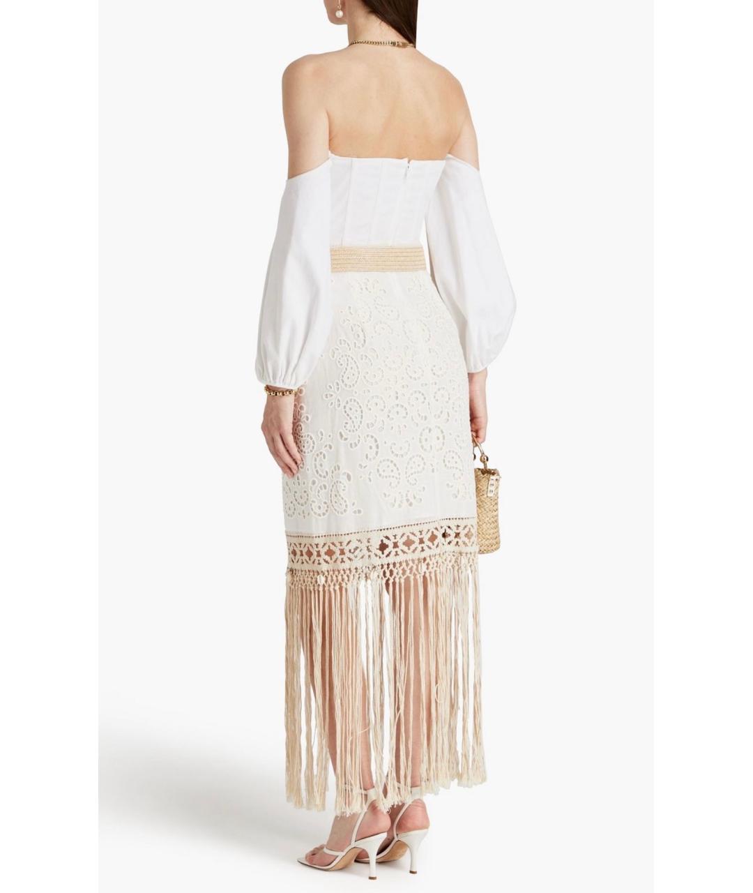 ZIMMERMANN Белая хлопковая юбка миди, фото 3