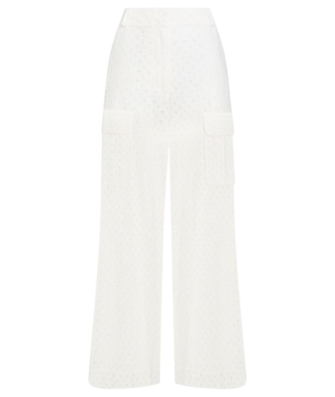 ZIMMERMANN Белые хлопковые прямые брюки, фото 1