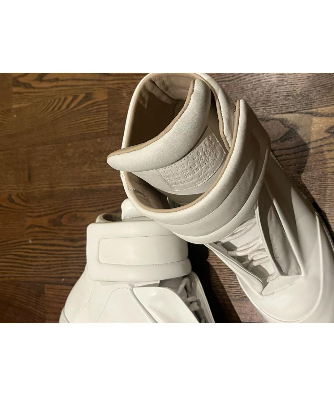 MAISON MARGIELA Белые кожаные высокие ботинки, фото 3