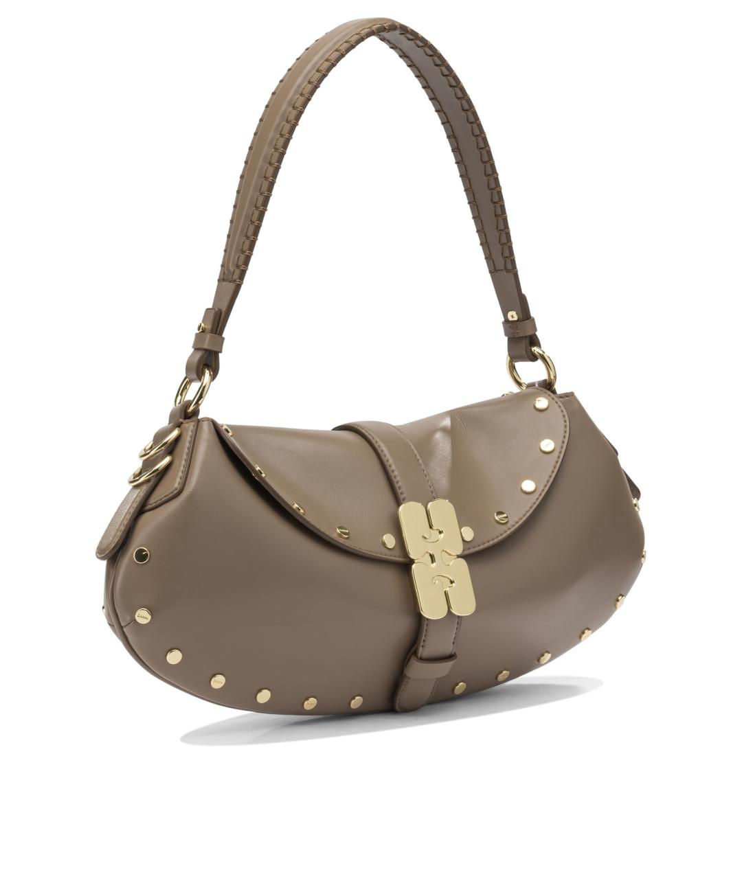 GANNI Коричневая кожаная сумка через плечо, фото 2