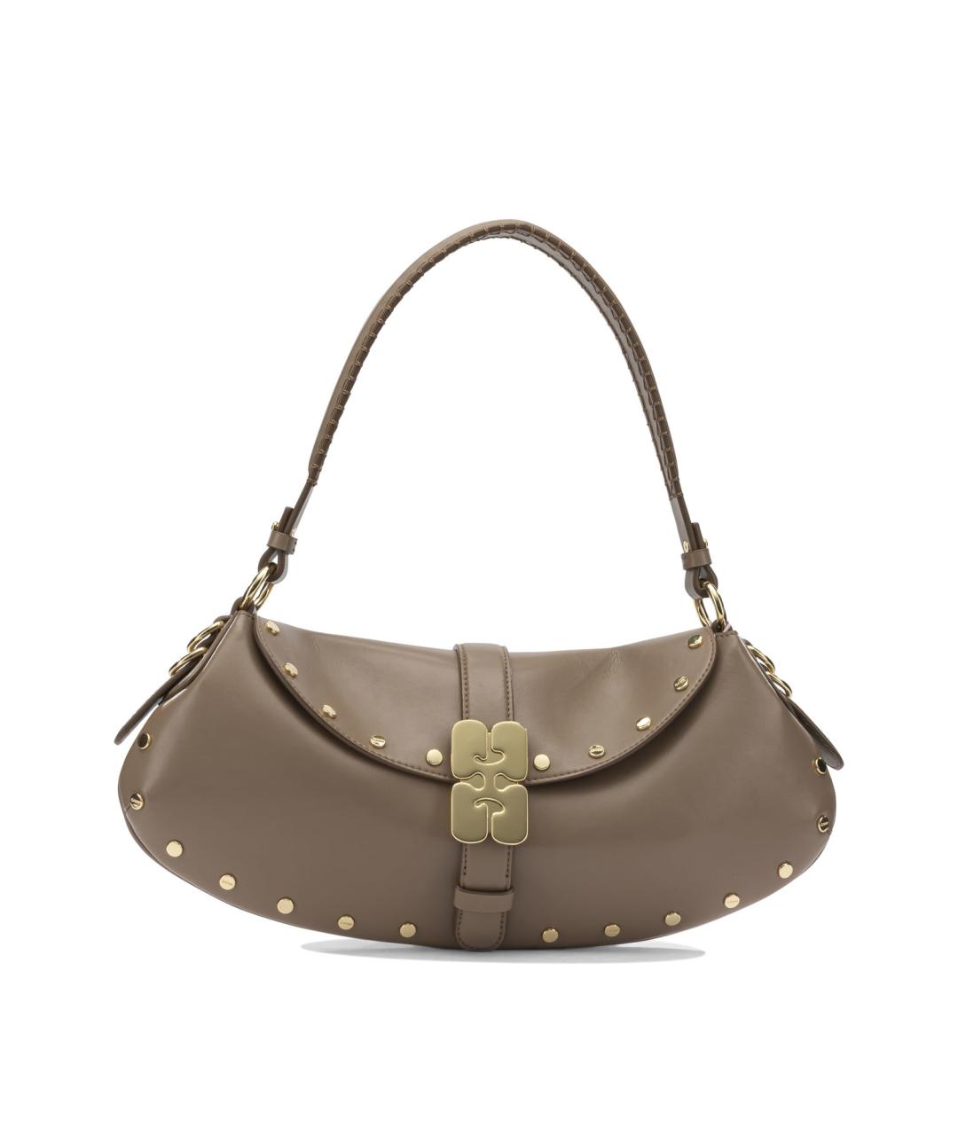 GANNI Коричневая кожаная сумка через плечо, фото 1