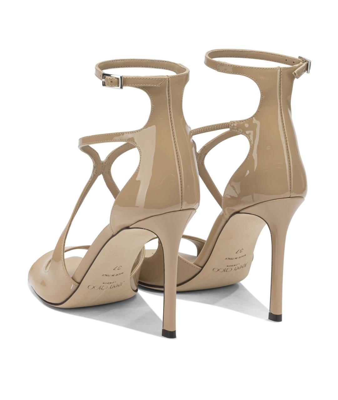 JIMMY CHOO Бежевые кожаные босоножки, фото 4