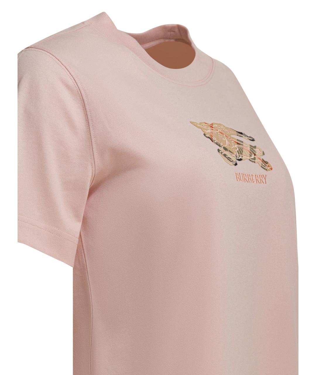 BURBERRY Розовая хлопковая футболка, фото 4