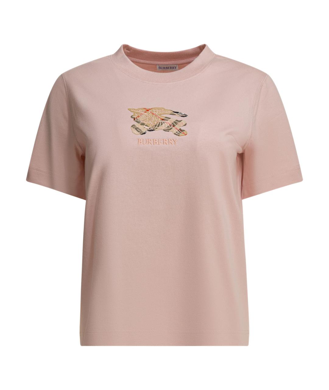 BURBERRY Розовая хлопковая футболка, фото 1
