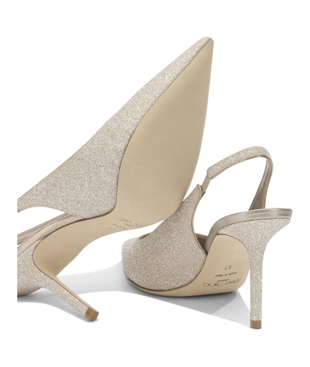 JIMMY CHOO Золотые текстильные туфли, фото 5