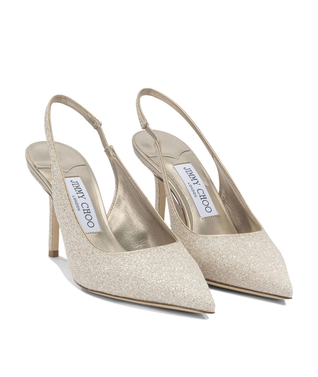 JIMMY CHOO Золотые текстильные туфли, фото 2