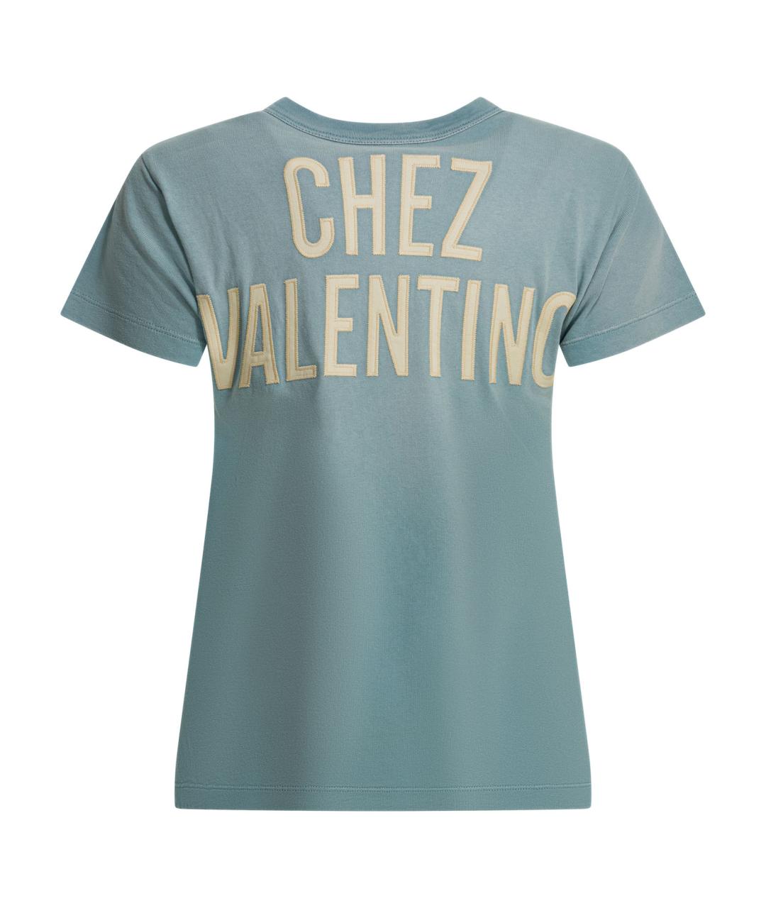 VALENTINO Голубая хлопковая футболка, фото 2