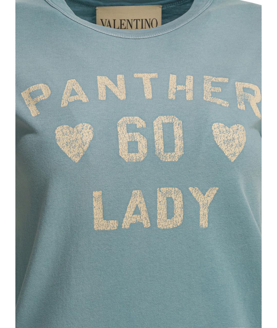 VALENTINO Голубая хлопковая футболка, фото 3