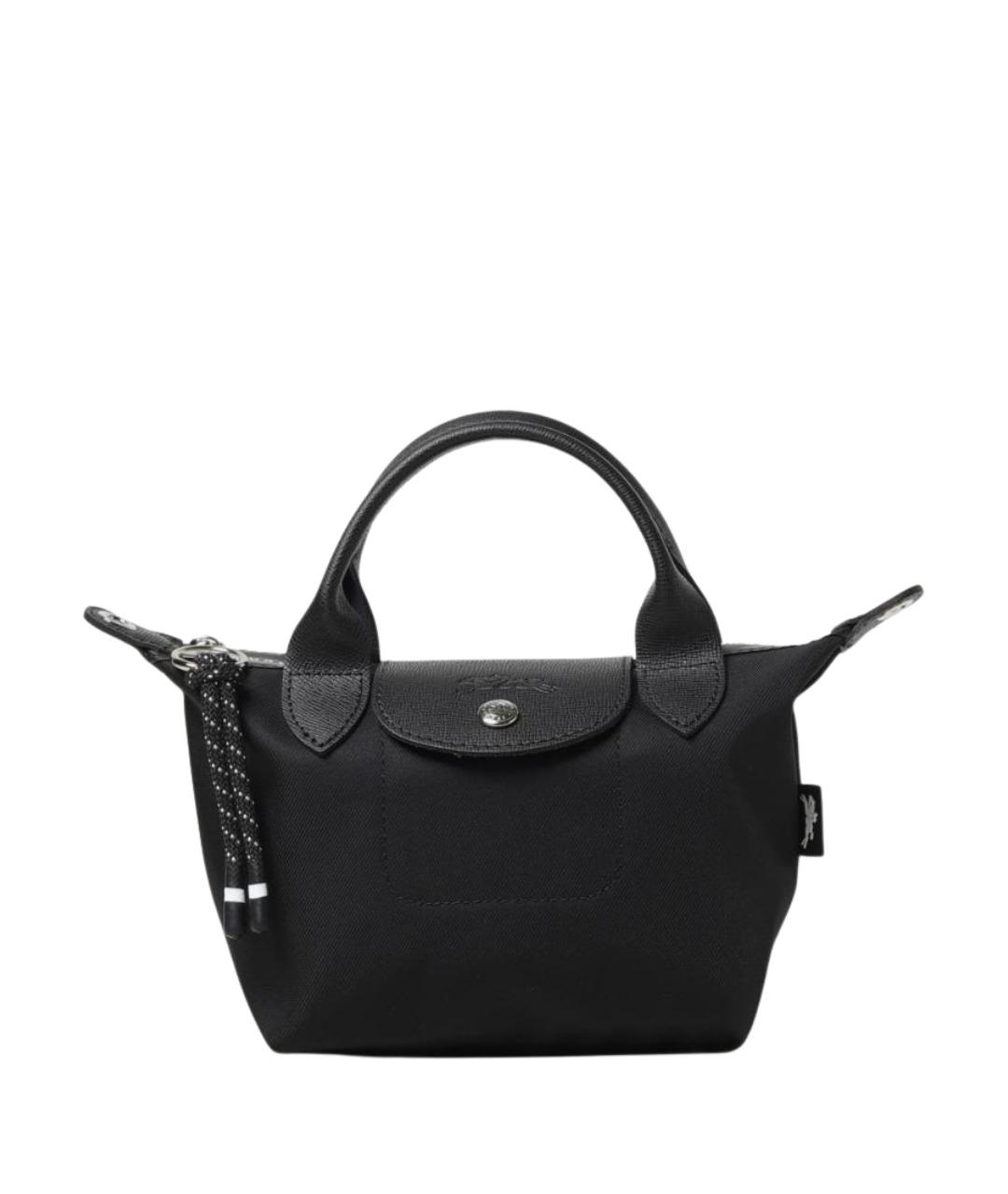 LONGCHAMP Черная тканевая сумка с короткими ручками, фото 1