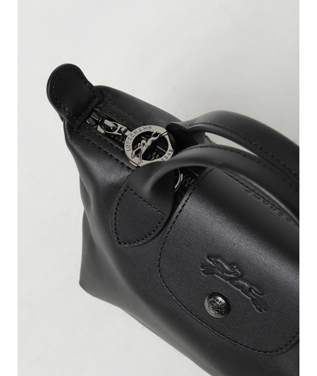 LONGCHAMP Черная кожаная сумка тоут, фото 3