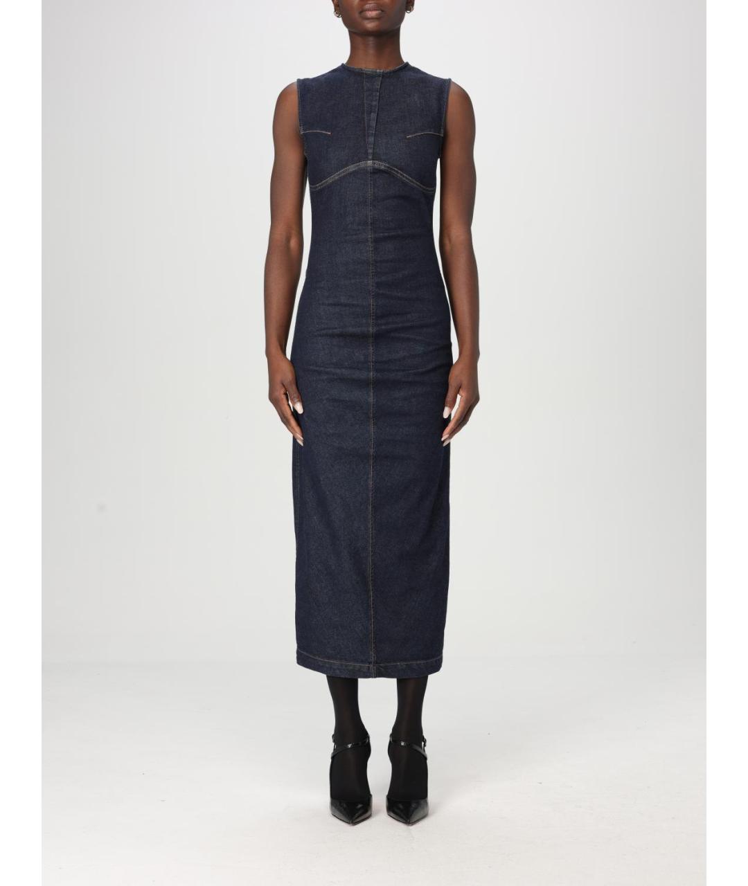 SPORTMAX Синее хлопковое повседневное платье, фото 6