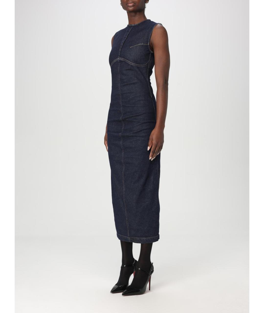 SPORTMAX Синее хлопковое повседневное платье, фото 4