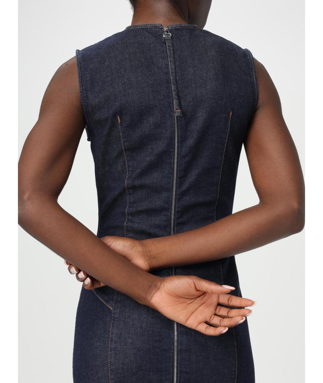 SPORTMAX Синее хлопковое повседневное платье, фото 5