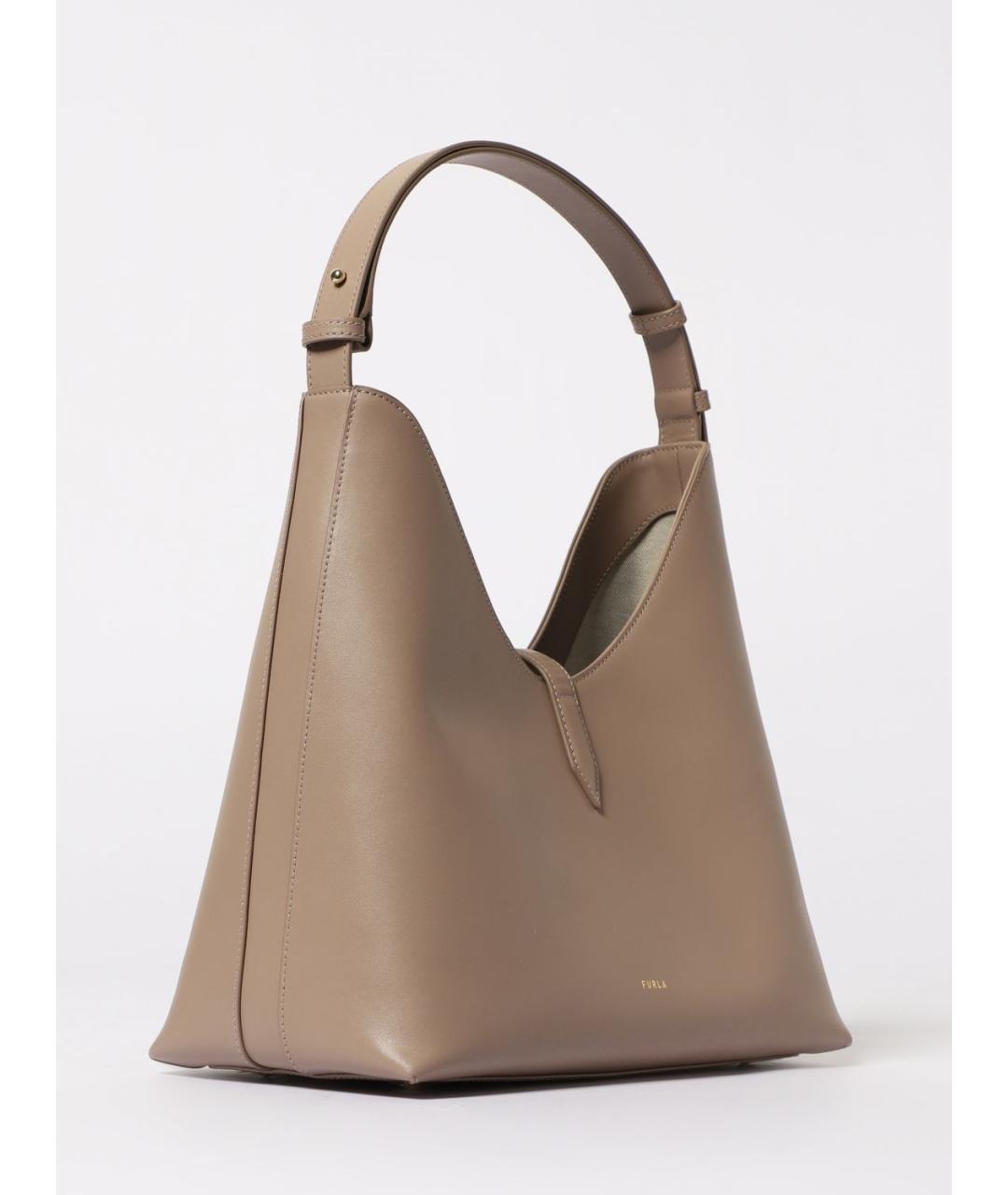 FURLA Бежевая кожаная сумка через плечо, фото 2