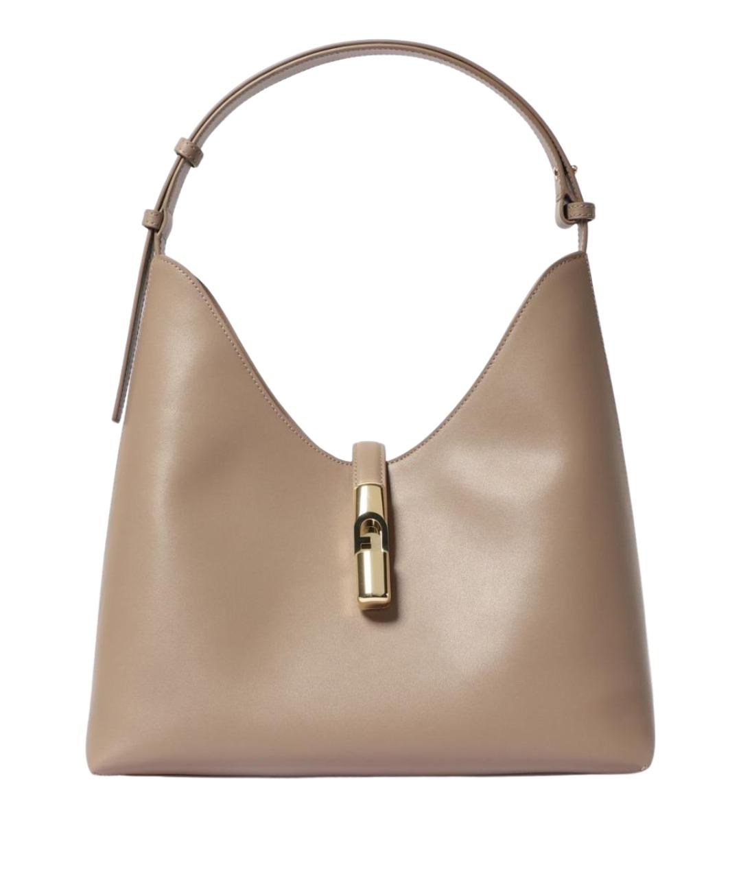 FURLA Бежевая кожаная сумка через плечо, фото 1