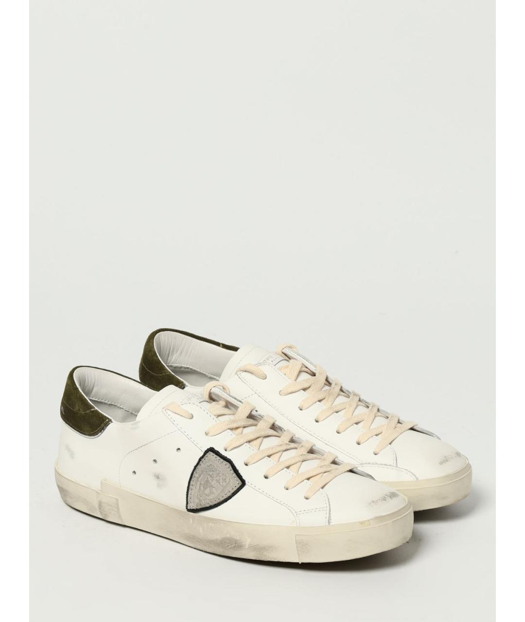 PHILIPPE MODEL Белые кожаные низкие кроссовки / кеды, фото 2