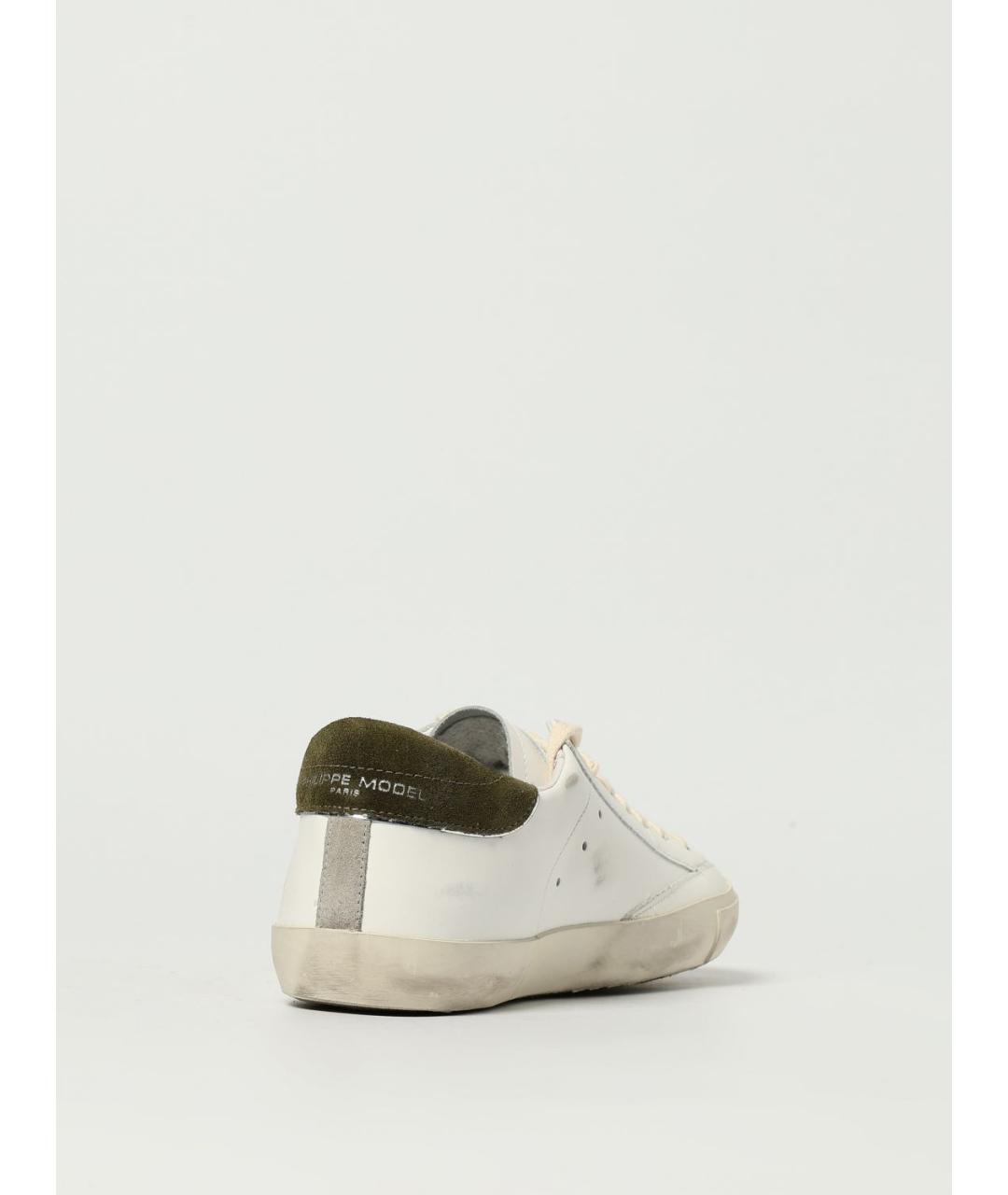 PHILIPPE MODEL Белые кожаные низкие кроссовки / кеды, фото 3