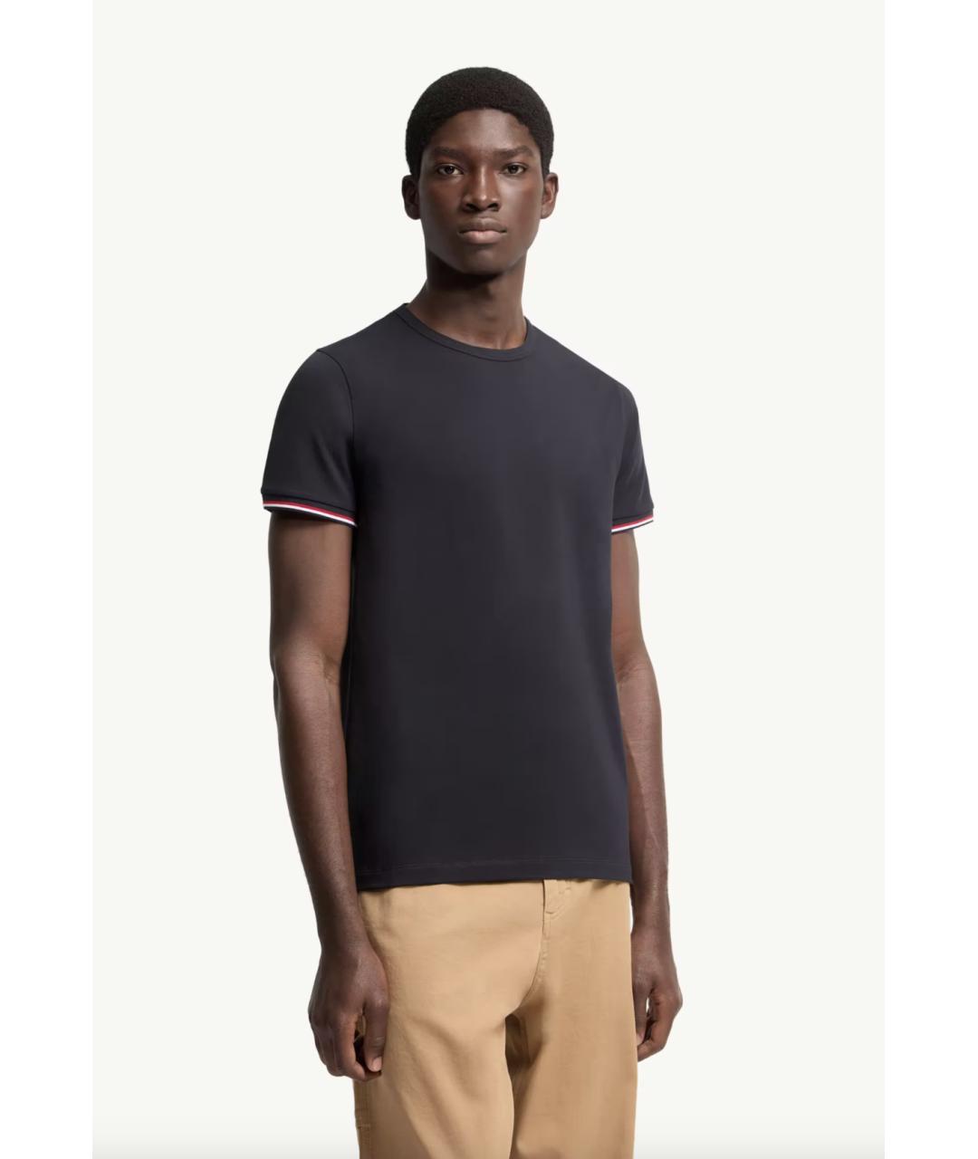 MONCLER Темно-синяя хлопковая футболка, фото 4