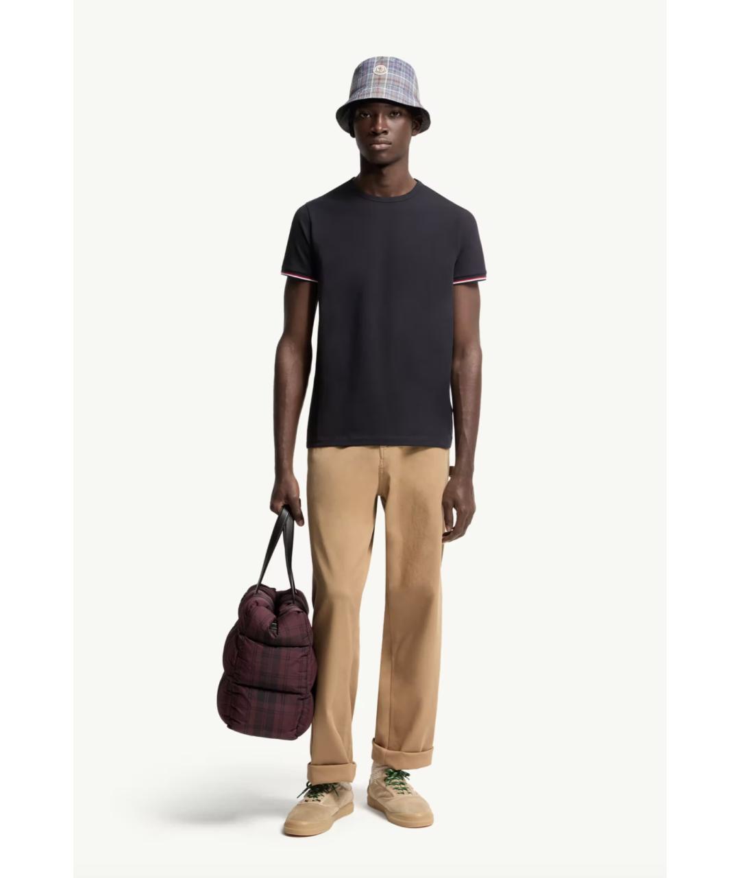 MONCLER Темно-синяя хлопковая футболка, фото 2