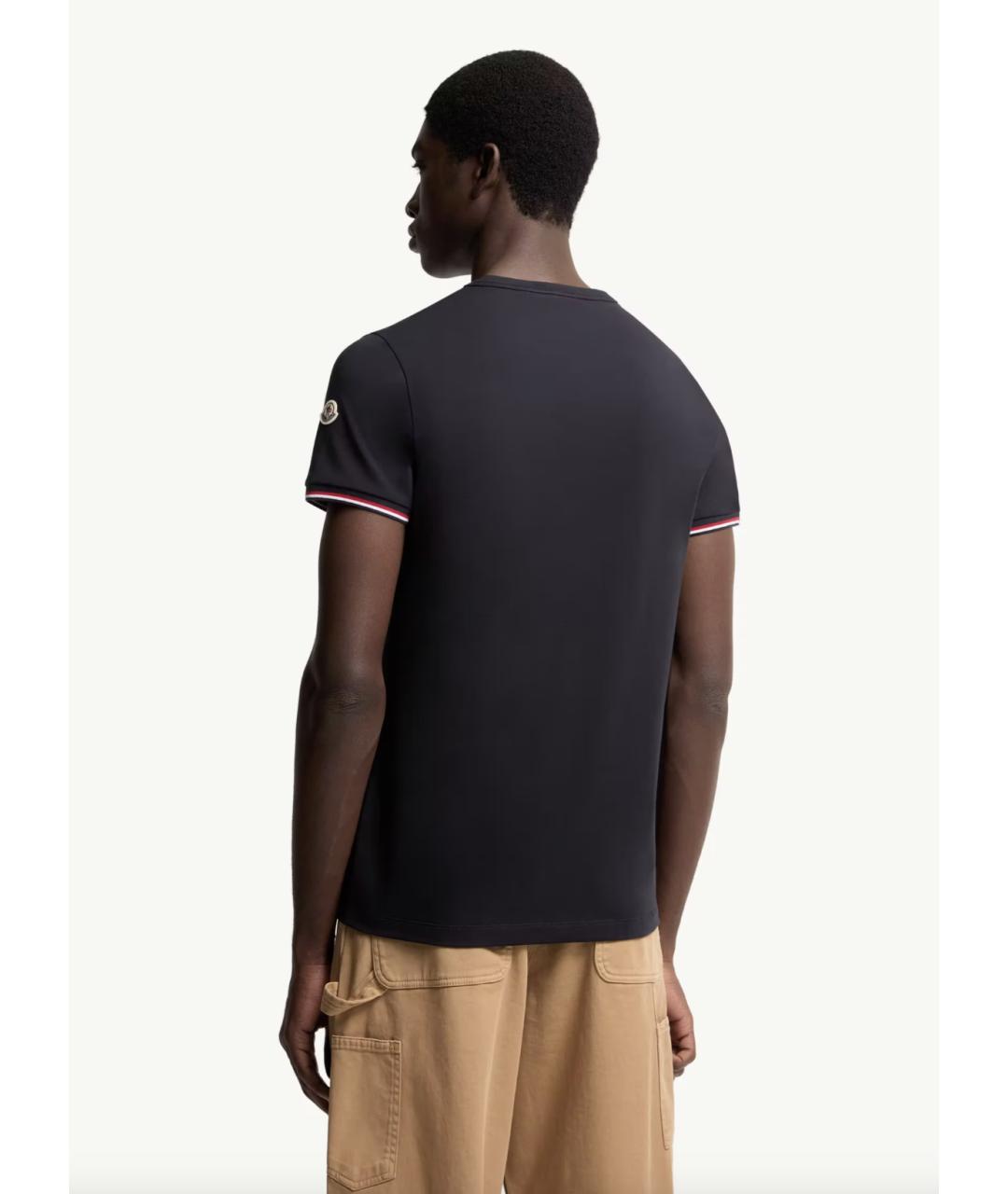 MONCLER Темно-синяя хлопковая футболка, фото 5