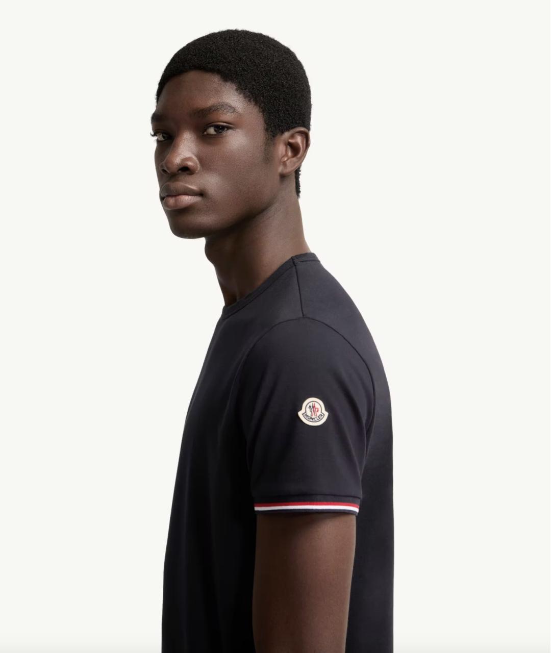 MONCLER Темно-синяя хлопковая футболка, фото 3