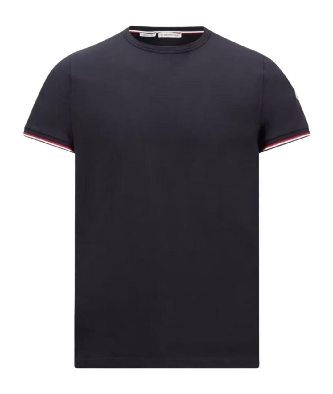 MONCLER Темно-синяя хлопковая футболка, фото 1